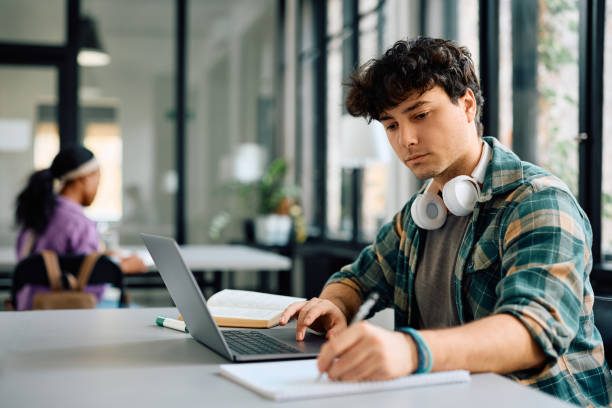 Student working through ACT practice on a laptop